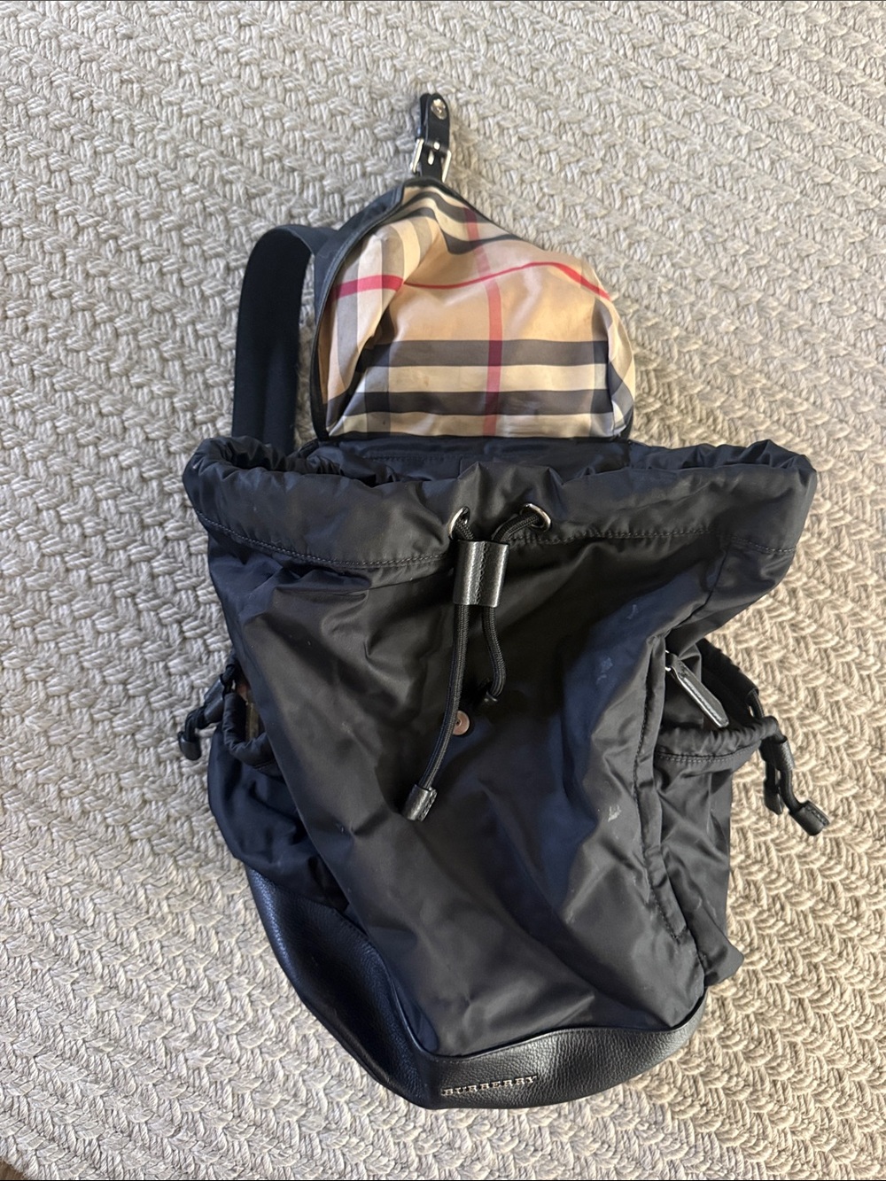 Burberry Black Backpack with Classic Nova Check Interior